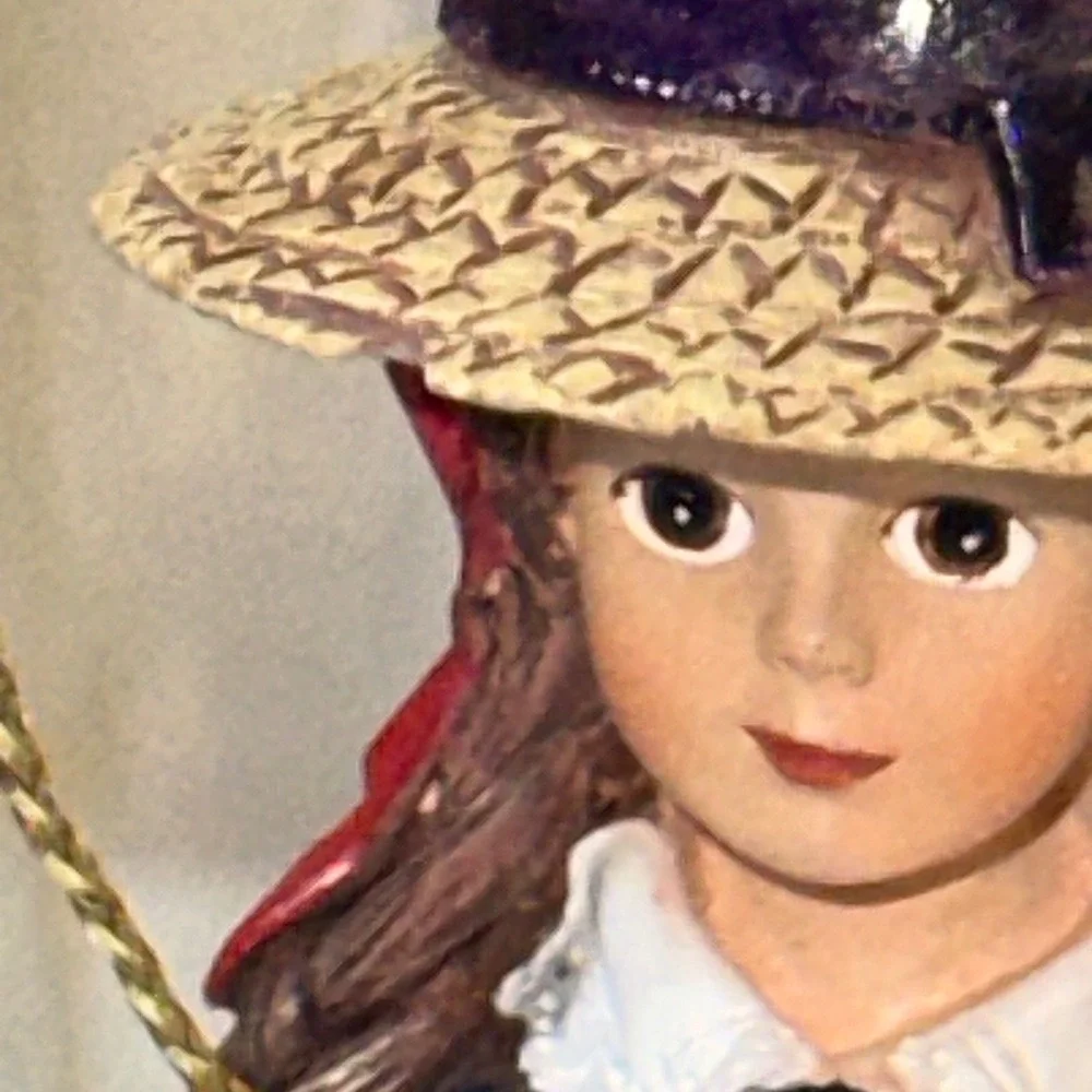 Effanbee Doll Company Christmas Ornament Series 1999 Girl Figurine Navy Coat